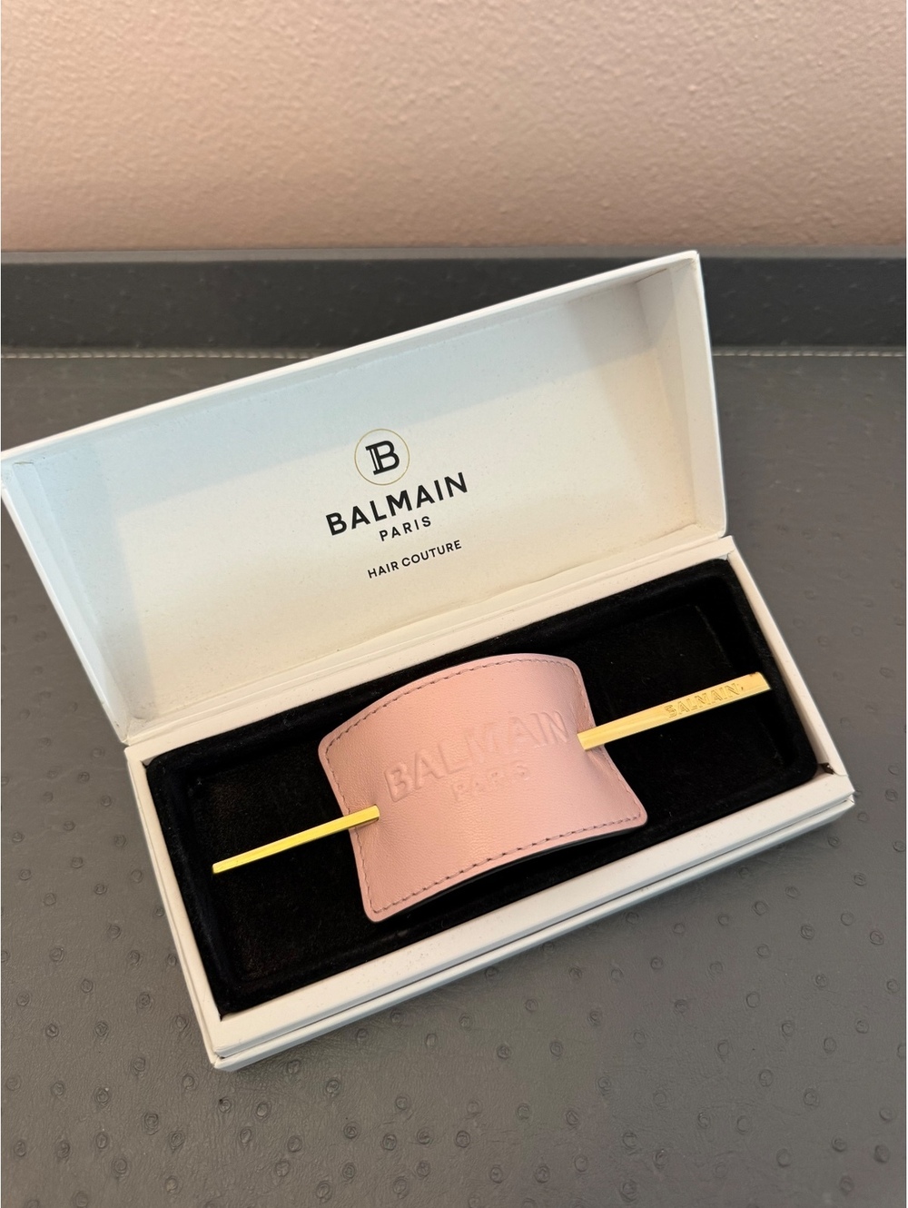 Balmain Limited Edition Pastel Pink Embossed Hair Barrette